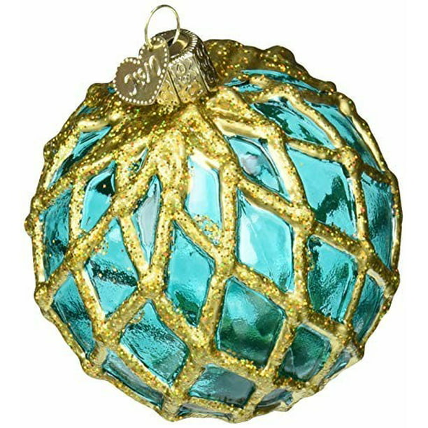 Old World Christmas Glass Blown Ornament with S-Hook and Gift Box Auto Collection Buggy - Yellow 